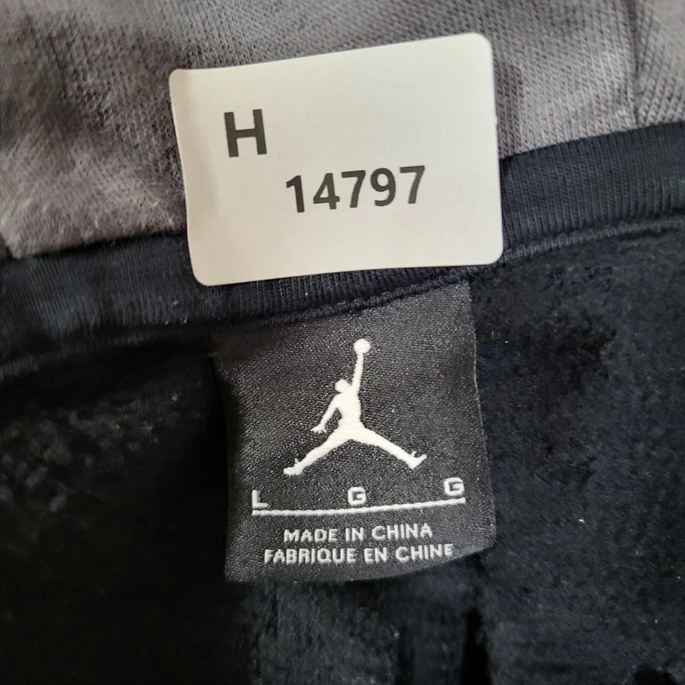 Air Jordan Men Sweatshirt Large Black Colorblock Hoodie‎ Fleece Logo Drawstring
